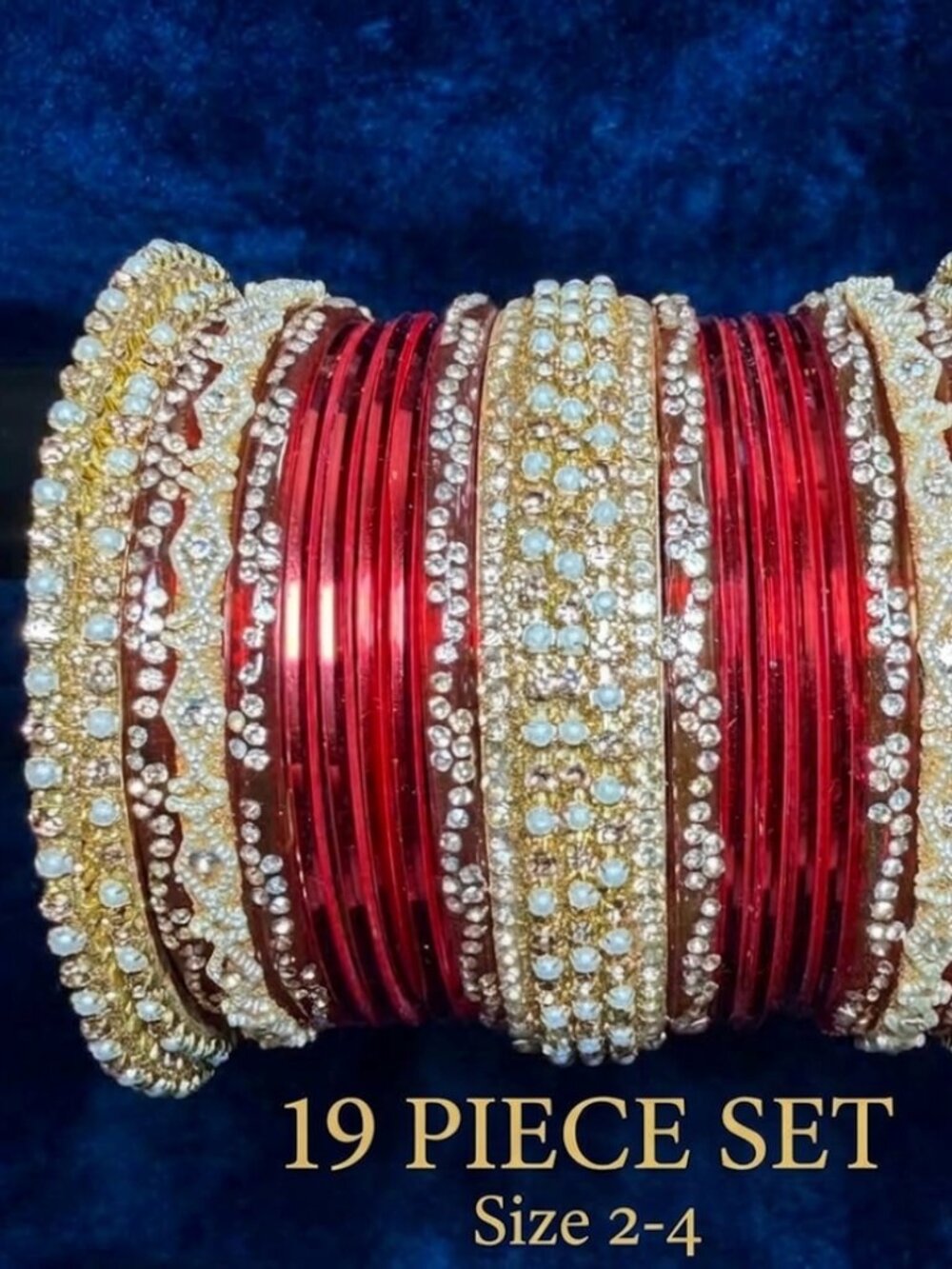 Traditional Rhinestone Bangle Set for Women - Ethnic Stackable Bridal Bracelets